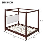 Polibi Canopy Platform Bed with Upholstered Headboard