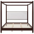 Polibi Canopy Platform Bed with Upholstered Headboard