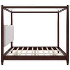 Polibi Canopy Platform Bed with Upholstered Headboard