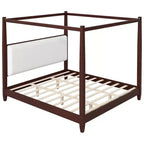 Polibi Canopy Platform Bed with Upholstered Headboard
