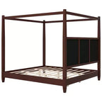 Polibi Canopy Platform Bed with Upholstered Headboard
