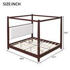 Polibi Canopy Platform Bed with Upholstered Headboard
