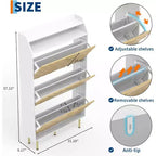 Space Saving Narrow Slim Shoe Cabinet, 3 Flip Drawers Freestanding Hidden Shoe Rack Organizer, Wood Grain Farmhouse Furniture for Entryway Hallway