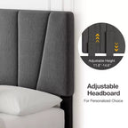 Upholstered Platform Bed Frame with Adjustable Headboard & Storage Drawers, Wood Slats, No Box Spring Needed, Modern Bedroom