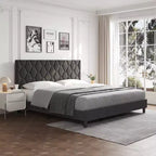 Upholstered Bed Frame with Adjustable Headboard & Wood Slats, No Box Spring Needed, Noise-Free, Easy Assembly, Modern, Twin/King, Beige