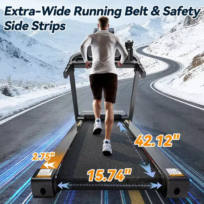 Portable Treadmill with Incline, 3.25HP Walking Pad with Handle Bar, 3-in-1 Foldable Treadmill for Home Office Small Space with Quiet Brushless