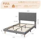 Bed Frame with Adjustable Headboard, Height Adjustable, No Box Spring Needed, Easy Assembly, Wooden Slats