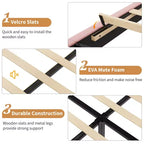 Bed Frame with Adjustable Headboard, Height Adjustable, No Box Spring Needed, Easy Assembly, Wooden Slats