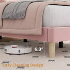 Bed Frame with Adjustable Headboard, Height Adjustable, No Box Spring Needed, Easy Assembly, Wooden Slats