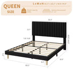 Bed Frame with Adjustable Headboard, Height Adjustable, No Box Spring Needed, Easy Assembly, Wooden Slats
