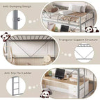 Loft Bed Twin Size with Arched Safety Guardrail & Safety Ladder, Heavy Duty Metal Frame with Sturdy Steel Slats, No Box Spring Needed, Space Saving