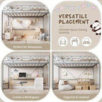 Loft Bed Twin Size with Arched Safety Guardrail & Safety Ladder, Heavy Duty Metal Frame with Sturdy Steel Slats, No Box Spring Needed, Space Saving