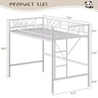 Loft Bed Twin Size with Arched Safety Guardrail & Safety Ladder, Heavy Duty Metal Frame with Sturdy Steel Slats, No Box Spring Needed, Space Saving