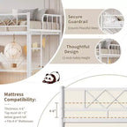 Loft Bed Twin Size with Arched Safety Guardrail & Safety Ladder, Heavy Duty Metal Frame with Sturdy Steel Slats, No Box Spring Needed, Space Saving