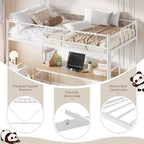 Loft Bed Twin Size with Arched Safety Guardrail & Safety Ladder, Heavy Duty Metal Frame with Sturdy Steel Slats, No Box Spring Needed, Space Saving