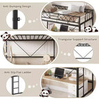 Loft Bed Twin Size with Arched Safety Guardrail & Safety Ladder, Heavy Duty Metal Frame with Sturdy Steel Slats, No Box Spring Needed, Space Saving
