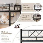 Loft Bed Twin Size with Arched Safety Guardrail & Safety Ladder, Heavy Duty Metal Frame with Sturdy Steel Slats, No Box Spring Needed, Space Saving