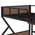 Bellemave Queen over Queen Metal Bunk Bed with Storage Shelves & LED Light, Heavy-Duty Bunk Bed Frame with Guardrails & Ladder, Noise-Free, Black