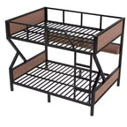 Bellemave Queen over Queen Metal Bunk Bed with Storage Shelves & LED Light, Heavy-Duty Bunk Bed Frame with Guardrails & Ladder, Noise-Free, Black
