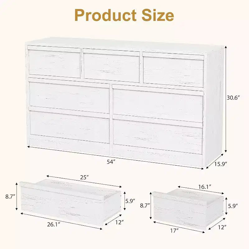 Comò a 7/8 cassetti, cassettiera ampia in legno, organizer capiente per camera da letto, soggiorno, cameretta e ingresso
