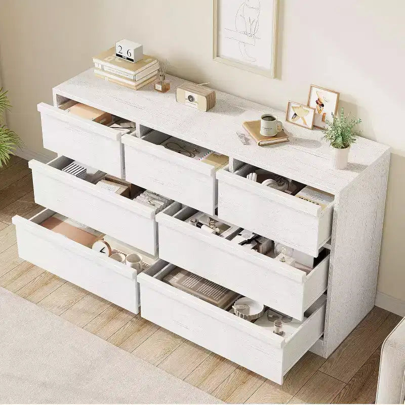 Comò a 7/8 cassetti, cassettiera ampia in legno, organizer capiente per camera da letto, soggiorno, cameretta e ingresso