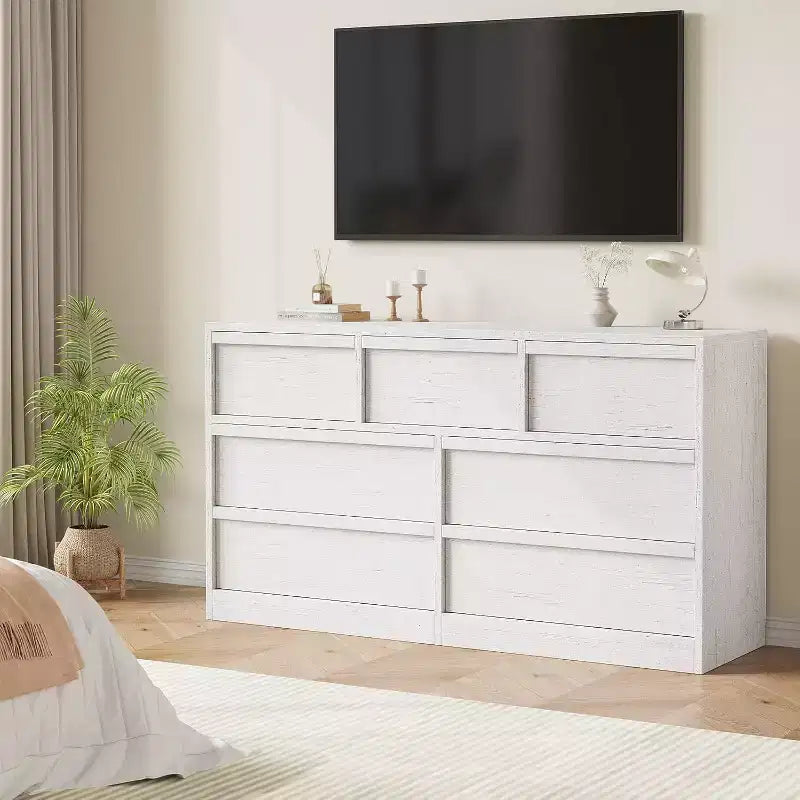 Comò a 7/8 cassetti, cassettiera ampia in legno, organizer capiente per camera da letto, soggiorno, cameretta e ingresso
