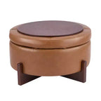 Christopher Knight Home Javier Pouf contenitore rotondo moderno in legno imbottito con design trapuntato e coperchio reversibile
