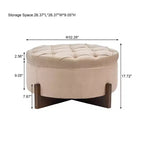 Christopher Knight Home Javier Pouf contenitore rotondo moderno in legno imbottito con design trapuntato e coperchio reversibile