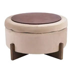 Christopher Knight Home Javier Pouf contenitore rotondo moderno in legno imbottito con design trapuntato e coperchio reversibile