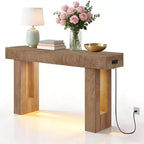 GustoWave 63 Farmhouse Console Table, Wooden Entry Table with Storage Shelf, Narrow Sofa Table for Hallway, Foyer, Sandalwood