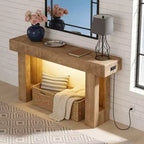 GustoWave 63 Farmhouse Console Table, Wooden Entry Table with Storage Shelf, Narrow Sofa Table for Hallway, Foyer, Sandalwood