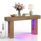 GustoWave 63 Console Table, Wooden Rectangular Sofa Table with Storage Shelf, Narrow Accent Table for Hallway, Entrance, Foyer