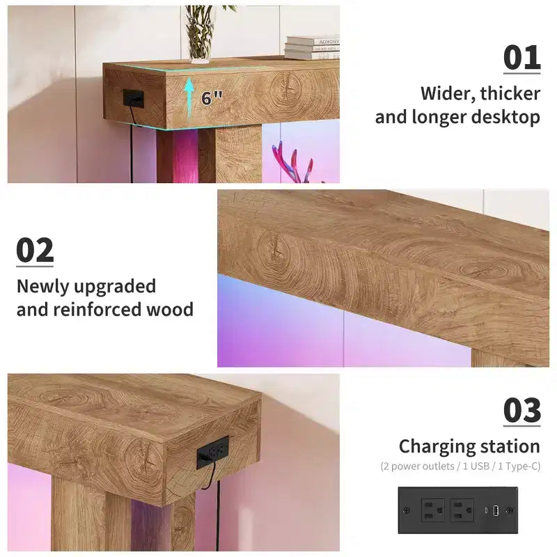 GustoWave 63 Console Table, Wooden Rectangular Sofa Table with Storage Shelf, Narrow Accent Table for Hallway, Entrance, Foyer