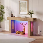 GustoWave 63 Console Table, Wooden Rectangular Sofa Table with Storage Shelf, Narrow Accent Table for Hallway, Entrance, Foyer