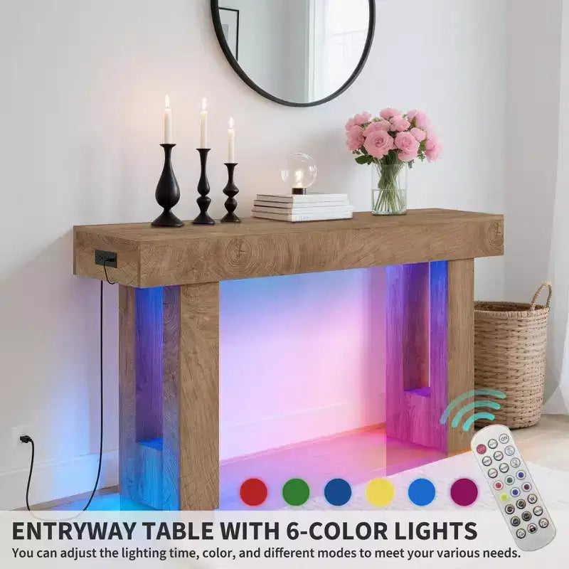 GustoWave 63 Console Table, Wooden Rectangular Sofa Table with Storage Shelf, Narrow Accent Table for Hallway, Entrance, Foyer
