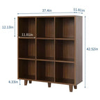 9-Tier Mid-Century Bookshelf, Crisscross Cube Storage with Anti-Tip Kit, Retro Organizer for Living Room, Home Office