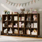 9-Tier Mid-Century Bookshelf, Crisscross Cube Storage with Anti-Tip Kit, Retro Organizer for Living Room, Home Office