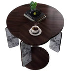 Set di Tavolini da Caffè Rotondi Ora Maison Modern con Gambe in Pietra Sinterizzata e Tavolino Laterale Abbinato, Nero