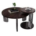 Set di Tavolini da Caffè Rotondi Ora Maison Modern con Gambe in Pietra Sinterizzata e Tavolino Laterale Abbinato, Nero