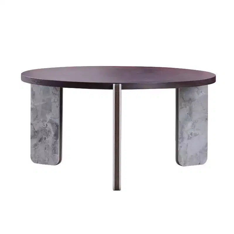 Set di Tavolini da Caffè Rotondi Ora Maison Modern con Gambe in Pietra Sinterizzata e Tavolino Laterale Abbinato, Nero