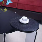 Set di Tavolini da Caffè Rotondi Ora Maison Modern con Gambe in Pietra Sinterizzata e Tavolino Laterale Abbinato, Nero