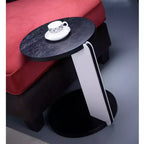 Set di Tavolini da Caffè Rotondi Ora Maison Modern con Gambe in Pietra Sinterizzata e Tavolino Laterale Abbinato, Nero