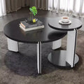 Set di Tavolini da Caffè Rotondi Ora Maison Modern con Gambe in Pietra Sinterizzata e Tavolino Laterale Abbinato, Nero