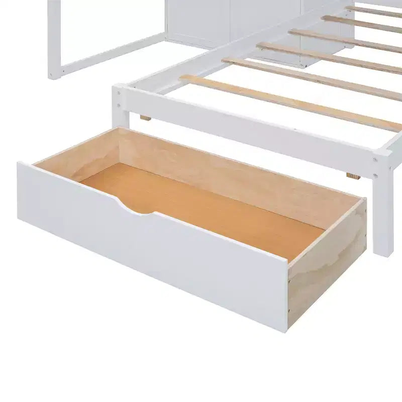 Luxystar Modern Full Over Twin Bunk Bed with Wardrobe and 5 Drawers