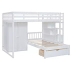 Luxystar Modern Full Over Twin Bunk Bed with Wardrobe and 5 Drawers