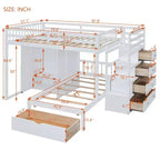Luxystar Modern Full Over Twin Bunk Bed with Wardrobe and 5 Drawers