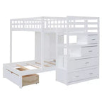 Luxystar Modern Full Over Twin Bunk Bed with Wardrobe and 5 Drawers