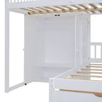 Luxystar Modern Full Over Twin Bunk Bed with Wardrobe and 5 Drawers