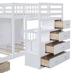 Luxystar Modern Full Over Twin Bunk Bed with Wardrobe and 5 Drawers