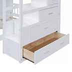 Luxystar Modern Full Over Twin Bunk Bed with Wardrobe and 5 Drawers